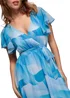 Goddiva Light Blue Printed Flutter Sleeve Chiffon Midi Dress - 8 Image 3
