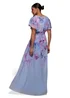 Goddiva Blue Printed Silky Chiffon Flutter Sleeve Maxi Dress - 16 Image 2
