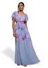 Goddiva Blue Printed Silky Chiffon Flutter Sleeve Maxi Dress - 16 Image 1