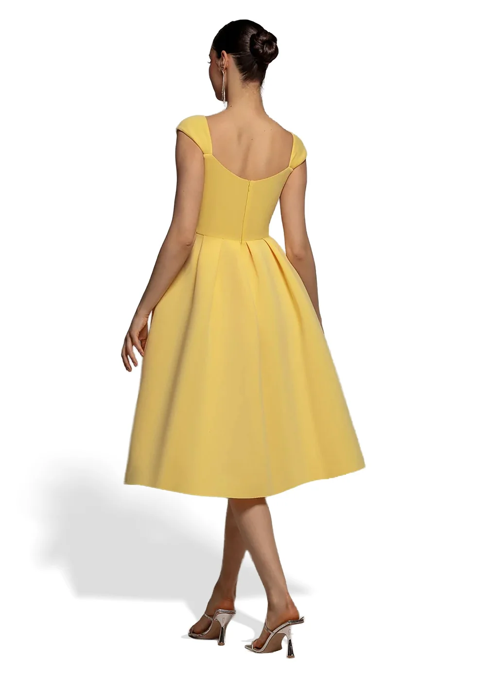 Goddiva Lemon Scuba Foam Skater Midi Dress - 12 Image 2