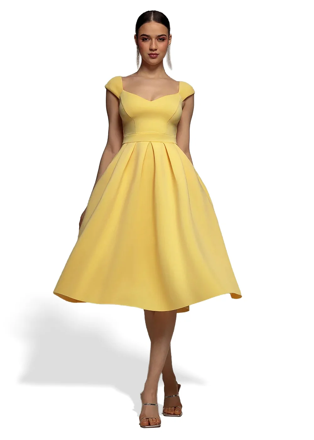 Goddiva Lemon Scuba Foam Skater Midi Dress - 12 Image 1