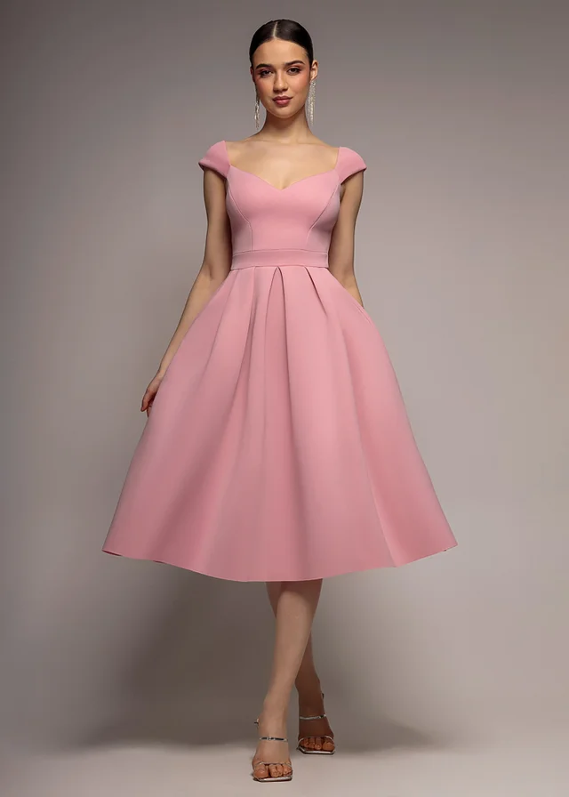 Goddiva Blush Scuba Foam Skater Midi Dress