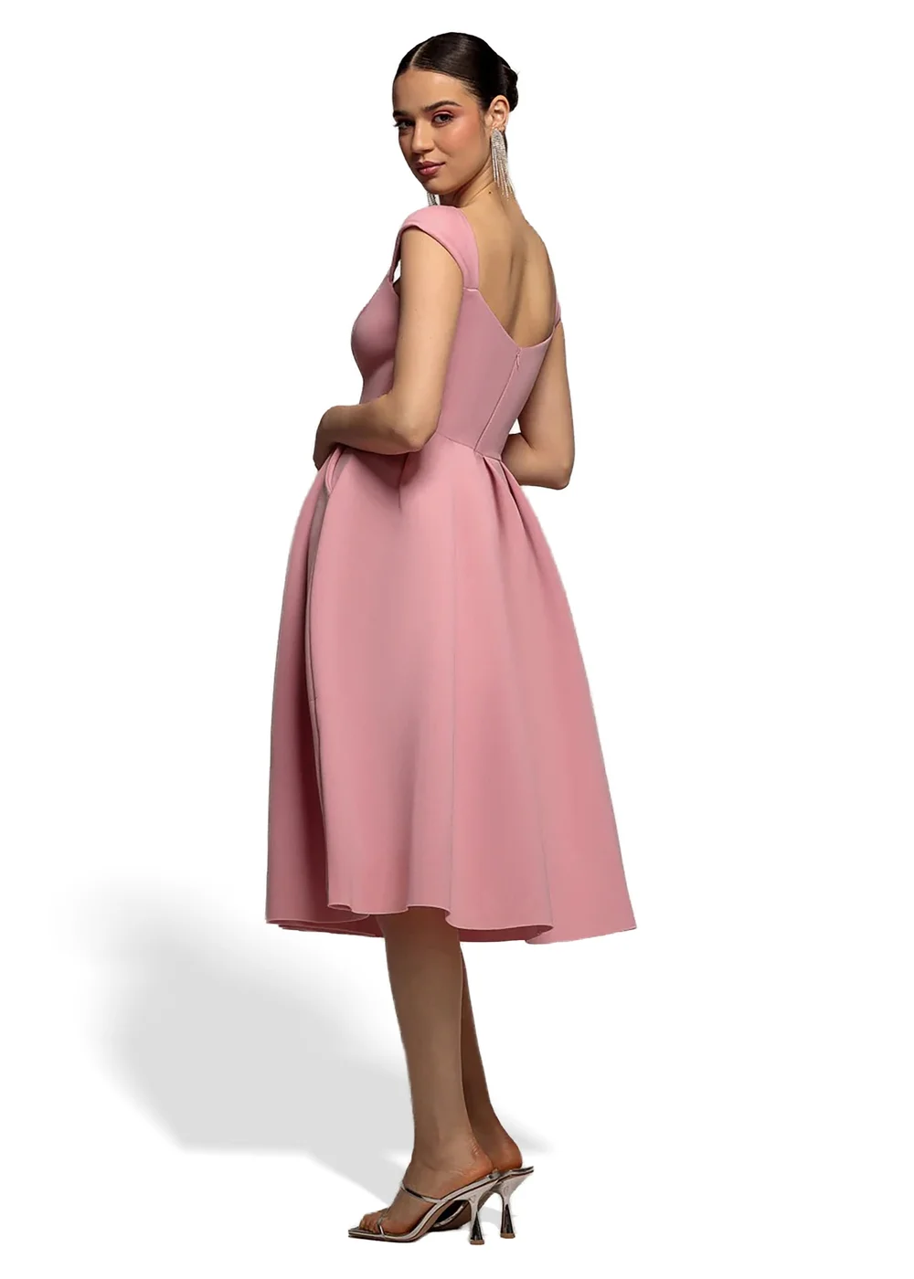 Goddiva Blush Scuba Foam Skater Midi Dress - 8 Image 2