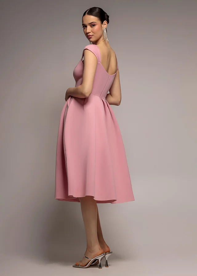 Goddiva Blush Scuba Foam Skater Midi Dress