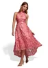 Goddiva Coral Halter Neck Lace High And Low Midi Dress - 14 Image 1