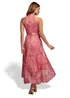 Goddiva Coral Halter Neck Lace High And Low Midi Dress - 14 Image 2