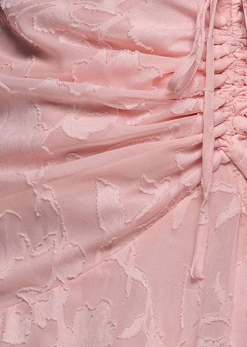 Goddiva Pink Jacquard Chiffon Wrap High Low Midaxi Dress - 10 Image 4