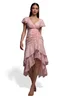 Goddiva Pink Jacquard Chiffon Wrap High Low Midaxi Dress - 18 Image 1