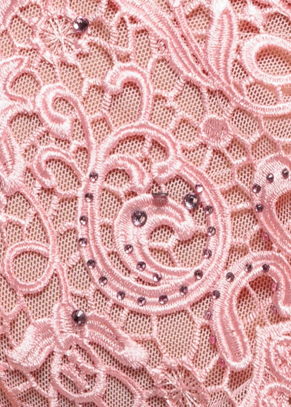 Goddiva Blush Pink Crochet & Pleated Top Midi Dress - 10 Image 4