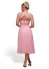Goddiva Blush Pink Crochet & Pleated Top Midi Dress - 10 Image 2