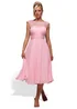 Goddiva Blush Pink Crochet & Pleated Top Midi Dress - 10 Image 1