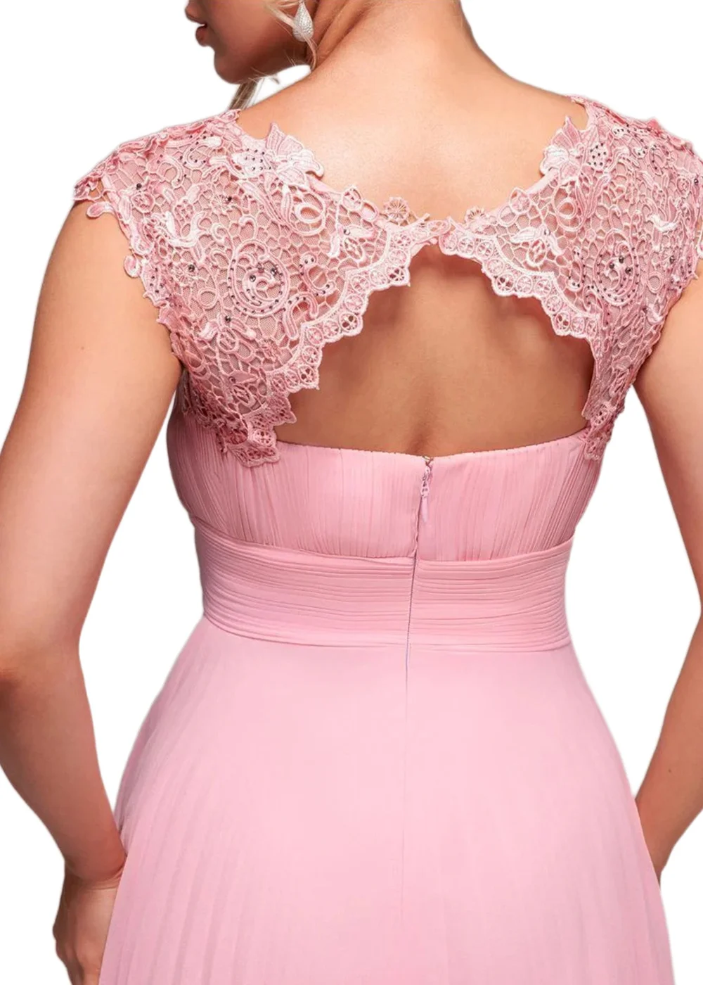 Goddiva Blush Pink Crochet & Pleated Top Midi Dress - 10 Image 3