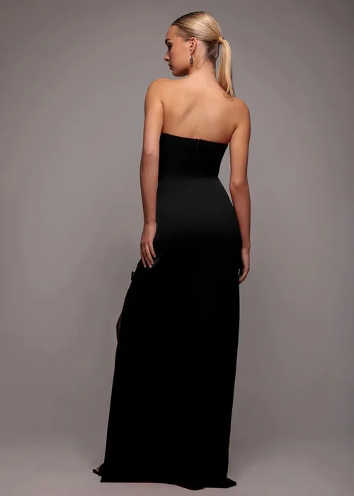 Goddiva Black Bow Embellished Strapless Mermaid Maxi Dress - 10 Image 2
