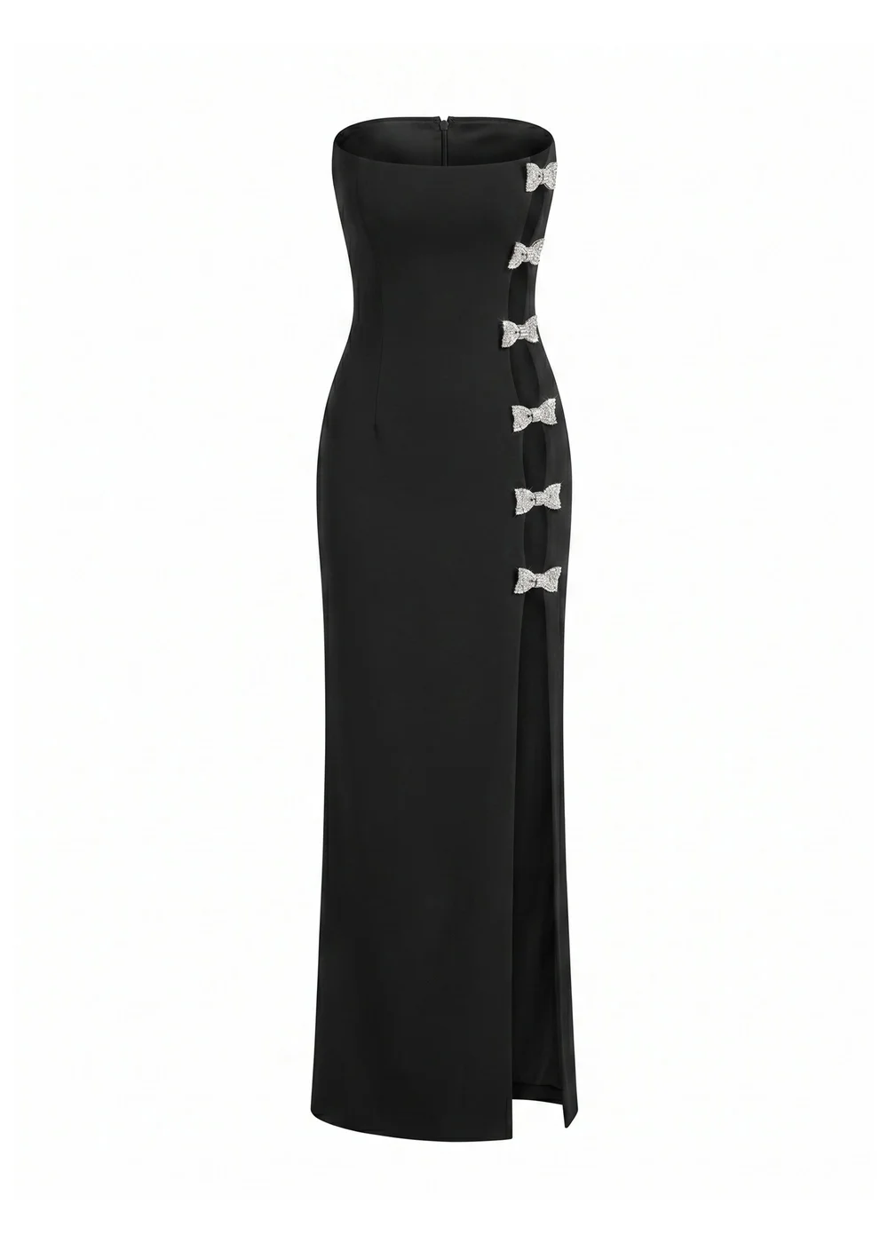 Goddiva Black Bow Embellished Strapless Mermaid Maxi Dress - 10 Image 5