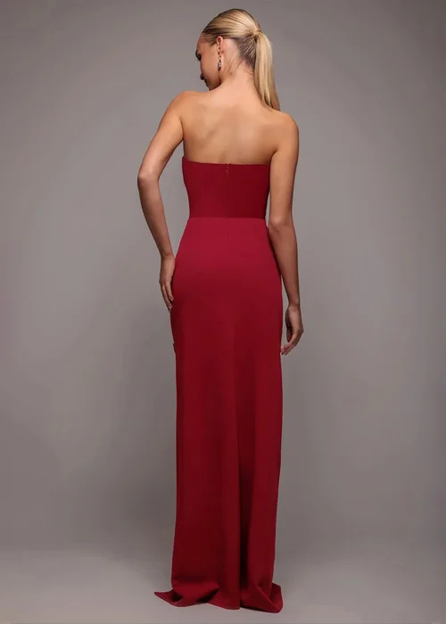Goddiva Wine Bow Embellished Strapless Mermaid Maxi Dress - 8 Image 2