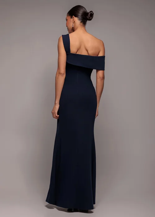 Goddiva Navy Off The Shoulder Pleated Waist Maxi Dress - 18 Image 2