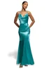 Goddiva Aqua Satin Cowl Neck With Strappy Back Maxi Dress - 16 Image 1