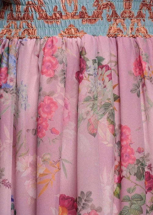 Goddiva Pink Chiffon Wrap Border Floral Print Maxi Dress - 10 Image 4