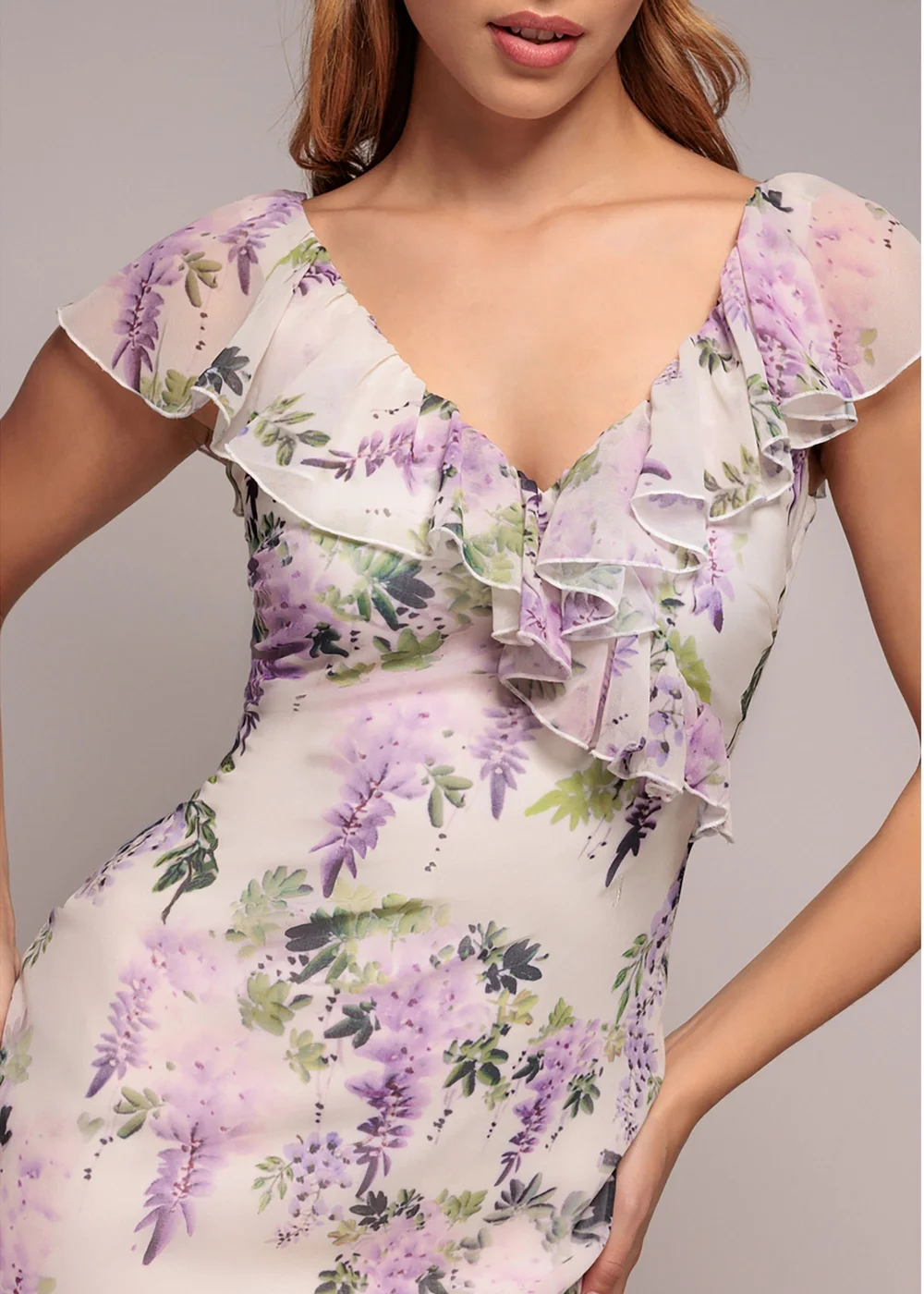 Goddiva Multi Printed Ruffle Neck & Hem Maxi Dress - 14 Image 3
