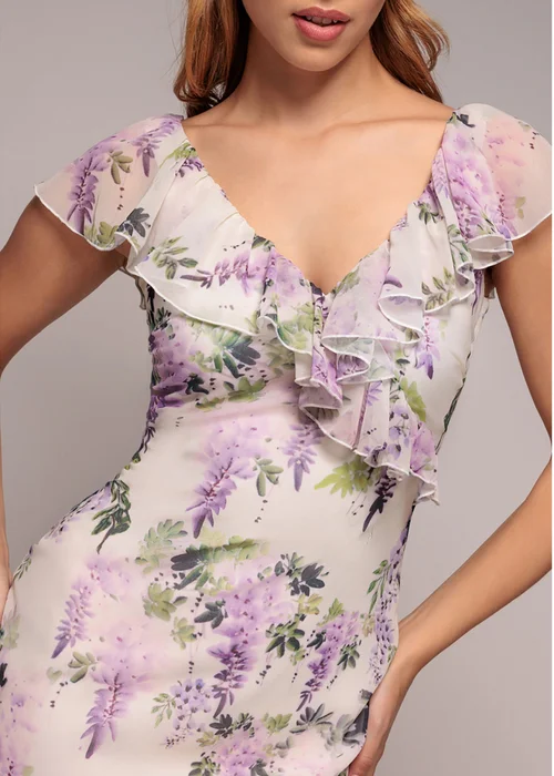 Goddiva Multi Printed Ruffle Neck & Hem Maxi Dress - 14 Image 3