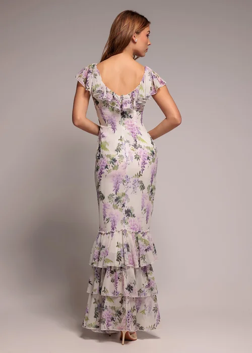 Goddiva Multi Printed Ruffle Neck & Hem Maxi Dress - 14 Image 2