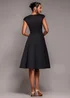 Goddiva Black Cap Sleeve Plunging V Neckline A Line Midi Dress - 8 Image 2