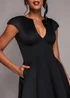 Goddiva Black Cap Sleeve Plunging V Neckline A Line Midi Dress - 8 Image 3