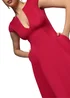Goddiva Magenta Cap Sleeve Plunging V Neckline A Line Midi Dress - 16 Image 3