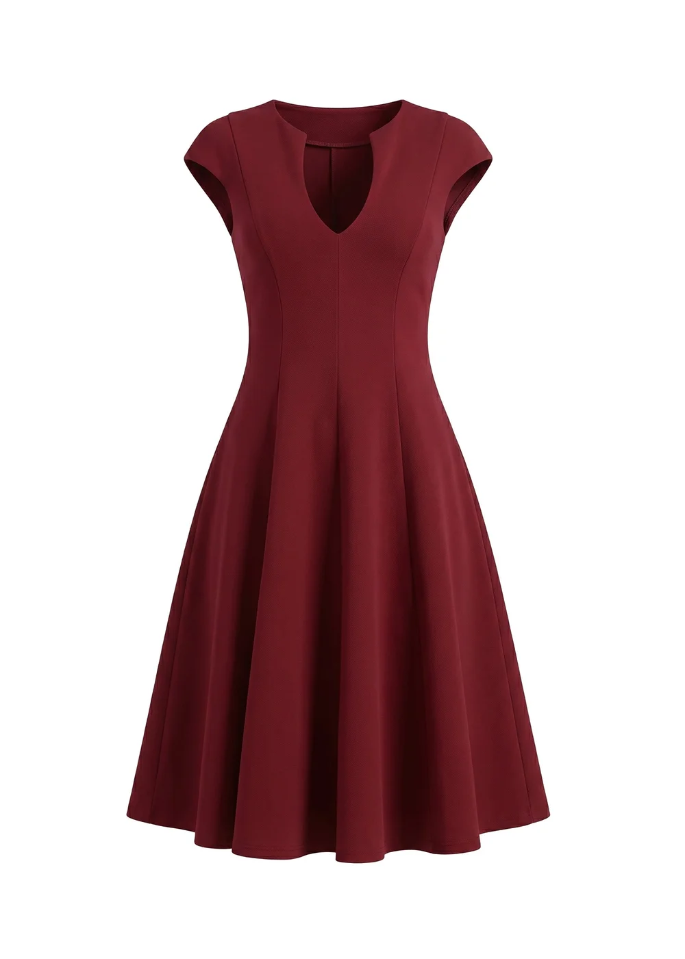Goddiva Wine Cap Sleeve Plunging V Neckline A Line Midi Dress - 16 Image 5