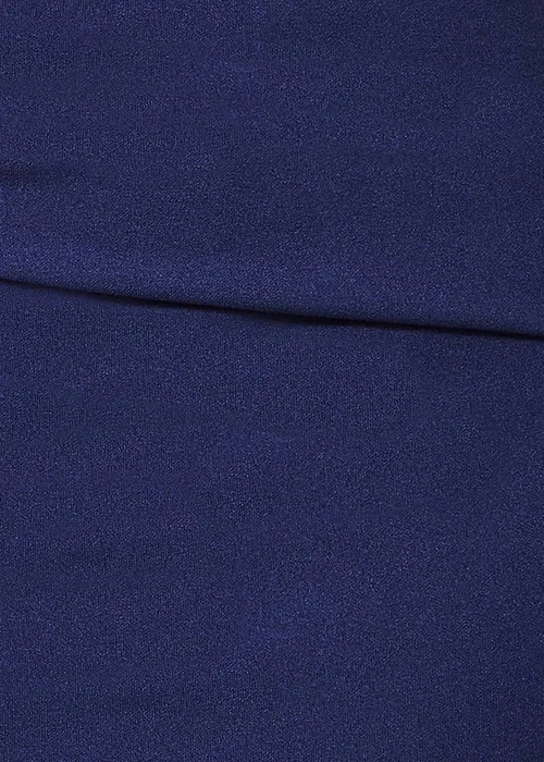 Goddiva Navy Blue Bardot Pleated Midi Dress - 14 Image 4