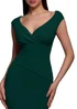 Goddiva Emerald Green Bardot Pleated Midi Dress - 10 Image 3