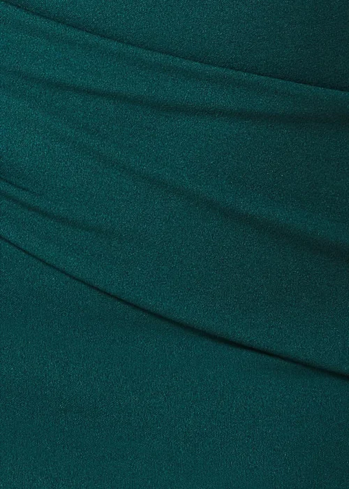 Goddiva Emerald Green Bardot Pleated Midi Dress - 10 Image 4