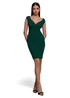 Goddiva Emerald Green Bardot Pleated Midi Dress - 10 Image 1
