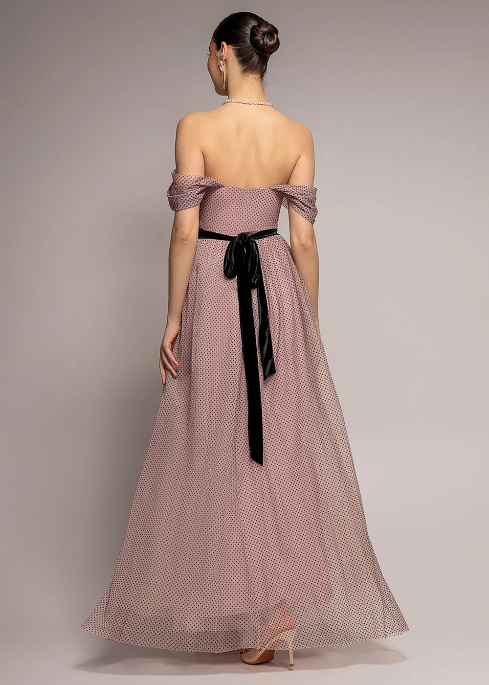 Goddiva Blush Dobby Mesh Off The Shoulder Princess Maxi Dress - 18 Image 2
