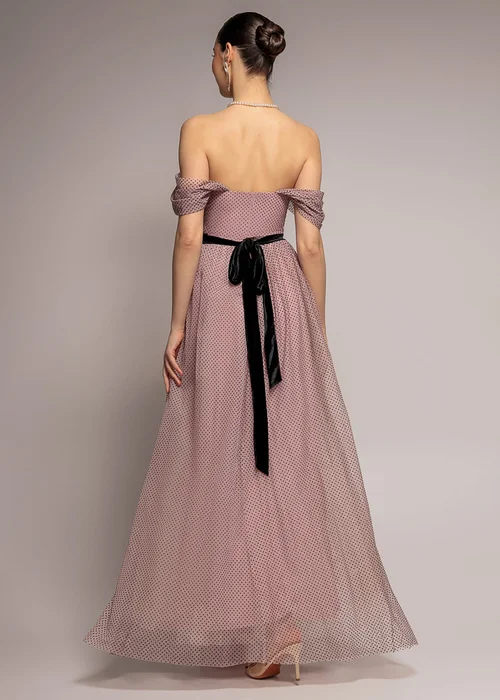 Goddiva Blush Dobby Mesh Off The Shoulder Princess Maxi Dress - 18 Image 2