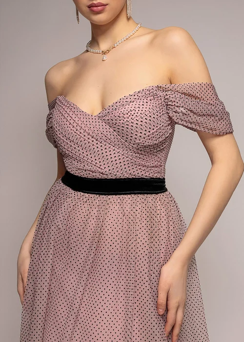 Goddiva Blush Dobby Mesh Off The Shoulder Princess Maxi Dress - 18 Image 3