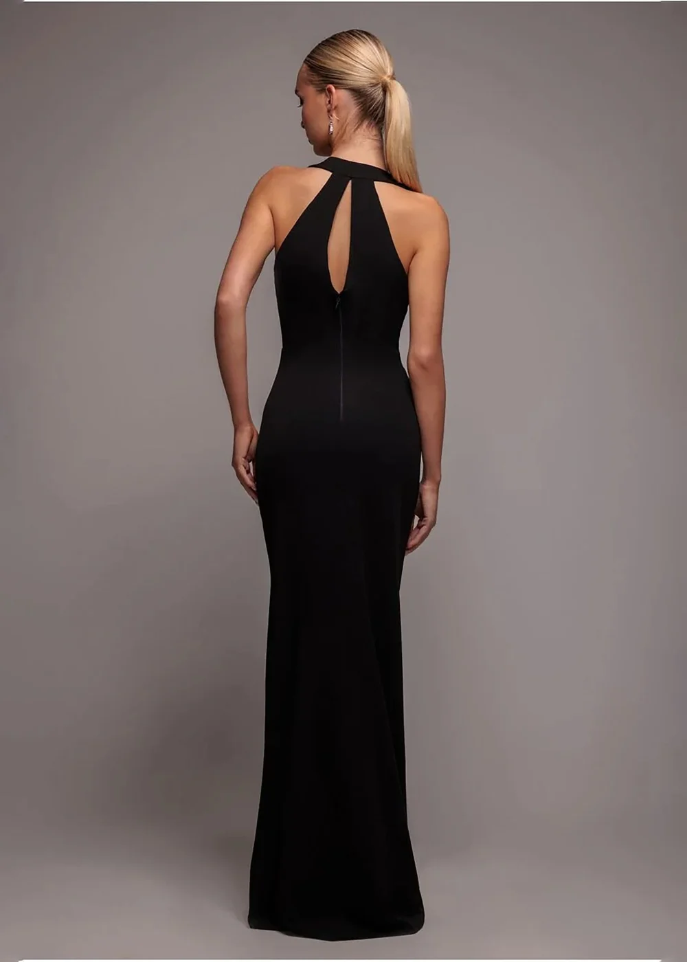 Goddiva Black Embellished Diamante Bow Mermaid Halter Neck Maxi Dress - 14 Image 2