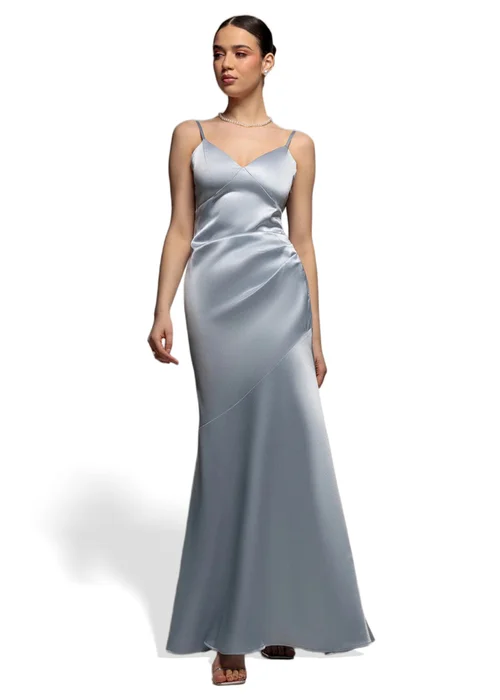 Goddiva Blue Cowl Back Satin Maxi Dress - 14 Image 1
