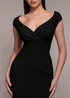 Goddiva Black Bardot Pleated Maxi Dress - 10 Image 3