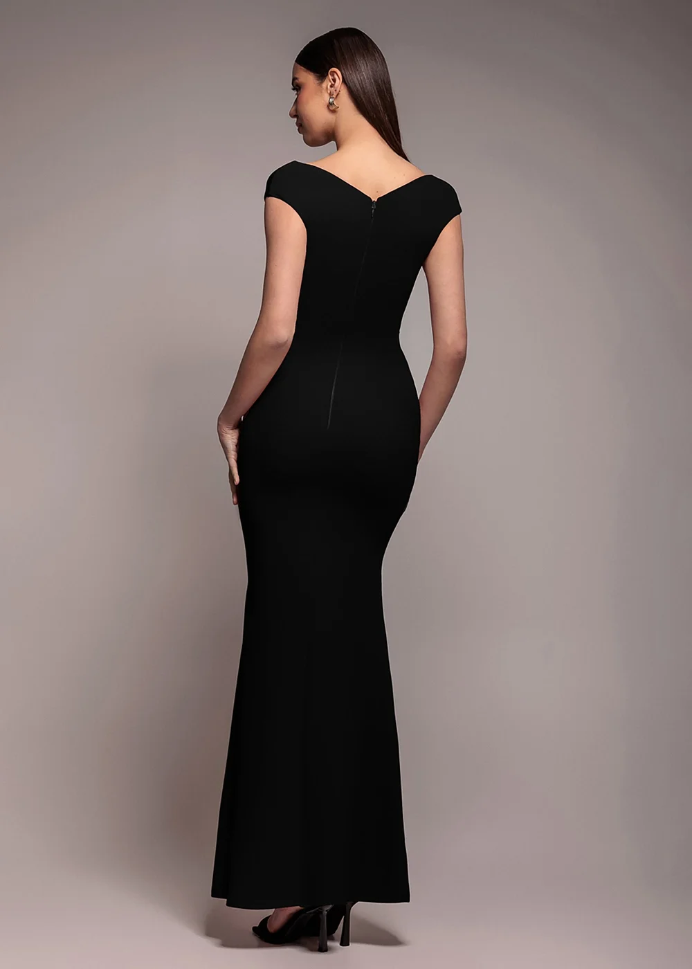 Goddiva Black Bardot Pleated Maxi Dress - 10 Image 2