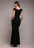 Goddiva Black Bardot Pleated Maxi Dress - 10 Image 2