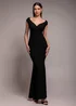 Goddiva Black Bardot Pleated Maxi Dress - 10 Image 1