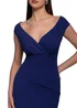 Goddiva Navy Blue Bardot Pleated Maxi Dress - 12 Image 3