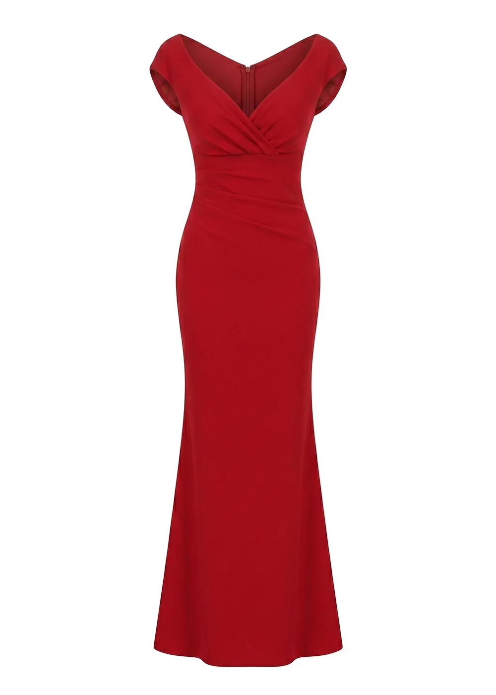 Goddiva Red Bardot Pleated Maxi Dress - 14 Image 5