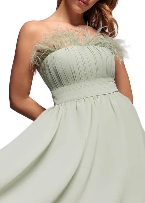 Goddiva Sage Green Bridesmaids Chiffon Maxi Dress - 12 Image 3