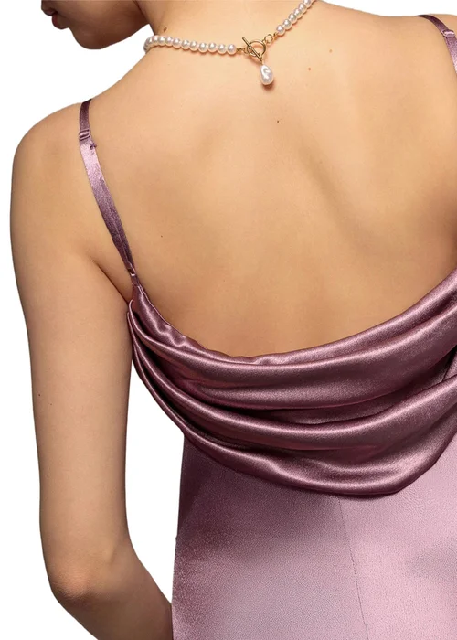 Goddiva Rose Pink Cowl Back Satin Maxi Dress - 16 Image 3