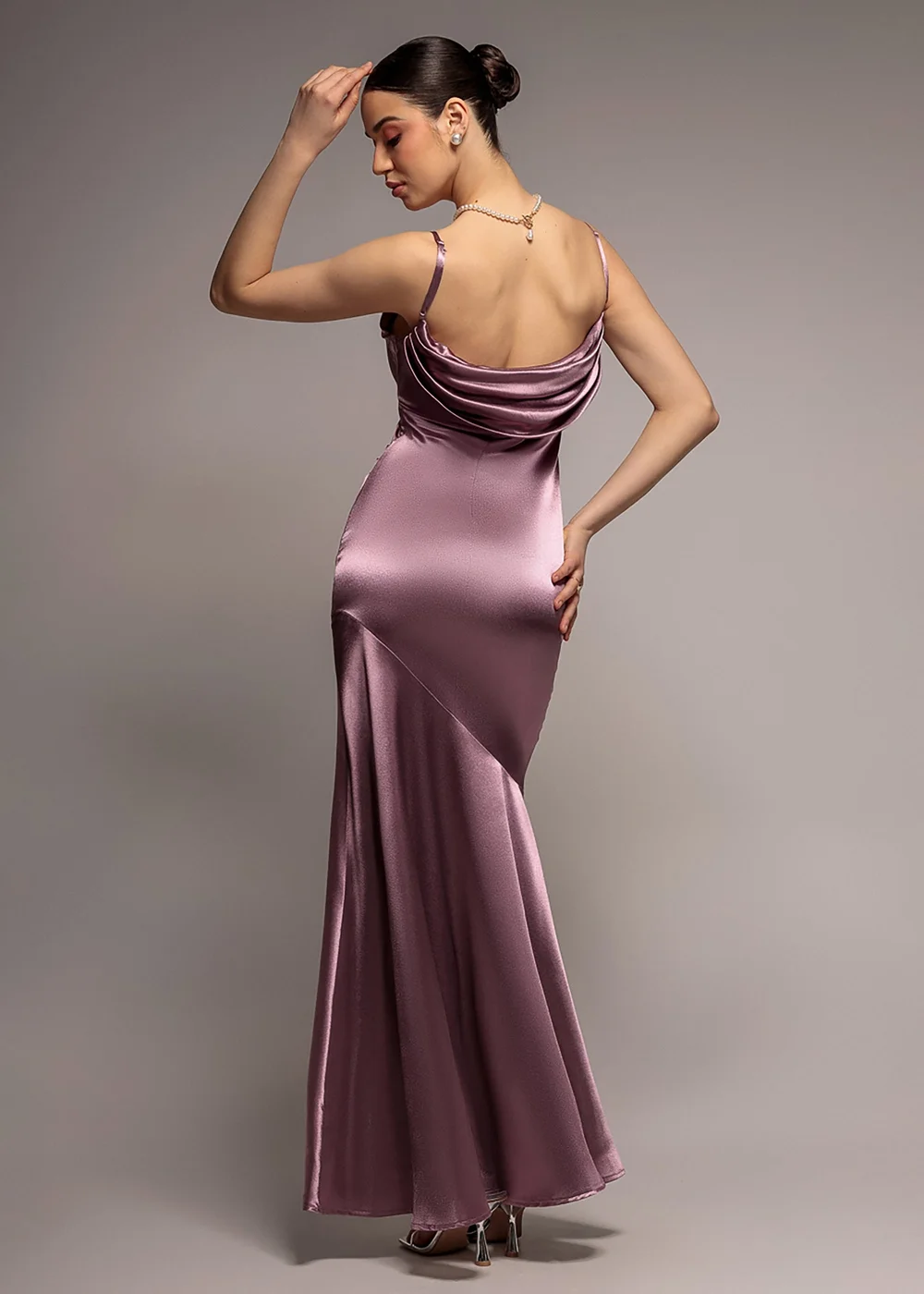 Goddiva Rose Pink Cowl Back Satin Maxi Dress - 16 Image 2