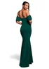 Goddiva Emerald Green Off The Shoulder Draped Sleeve Maxi Dress - 16 Image 2