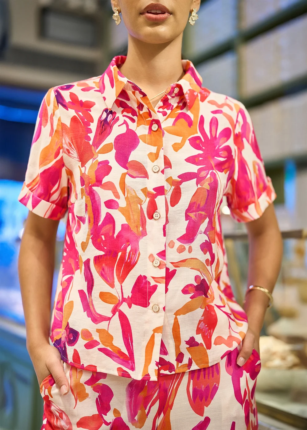 Yumi Pink Abstract Floral Shirt - 18 Image 3