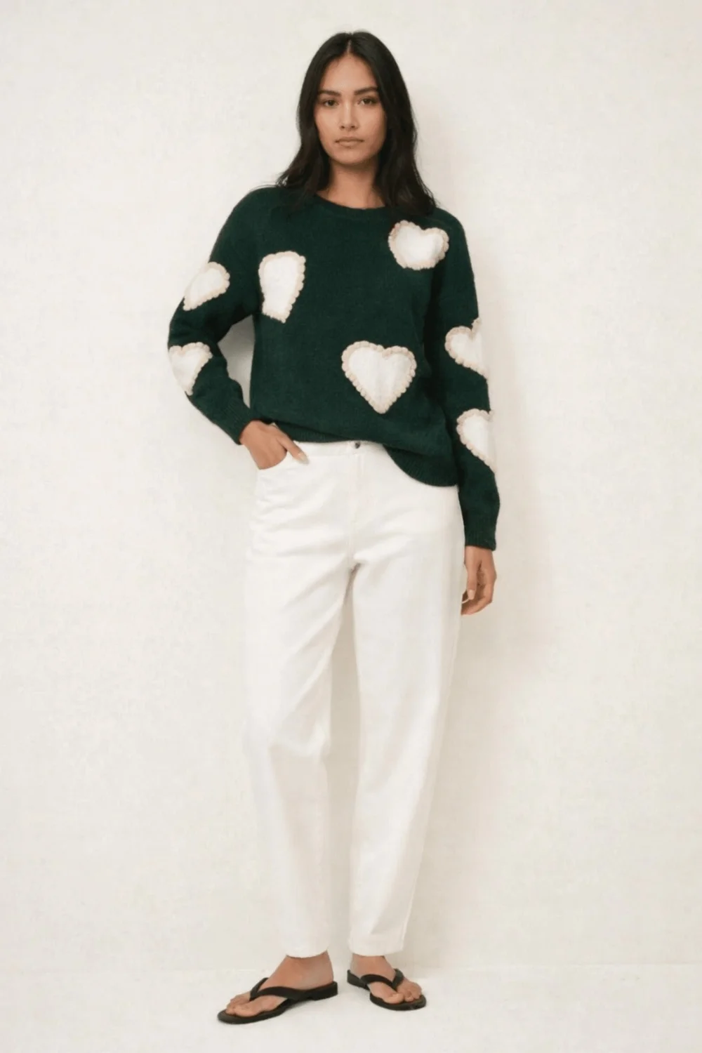 Style Cheat Heart Forest Green Jumper - 10 Image 2